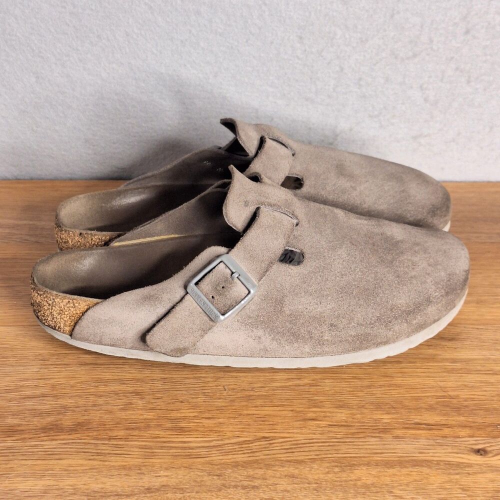 Birkenstock Boston Unisex 41 EU Taupe Suede Clogs Slip On Comfort Shoes